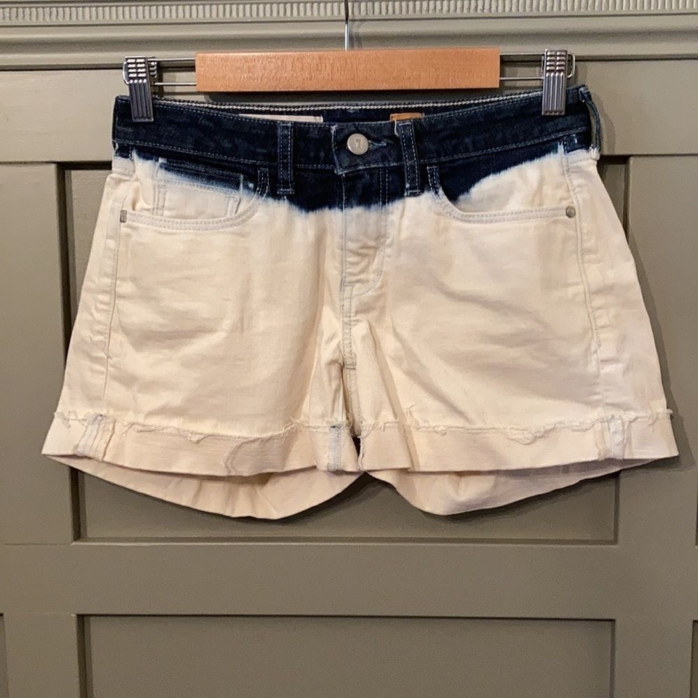 Anthropologie Two-Tone Denim Jean Shorts — Navy & Cream